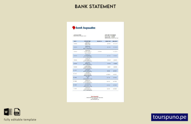 listo para imprimir plantilla de word   extracto bancario de Israel Hapoalim